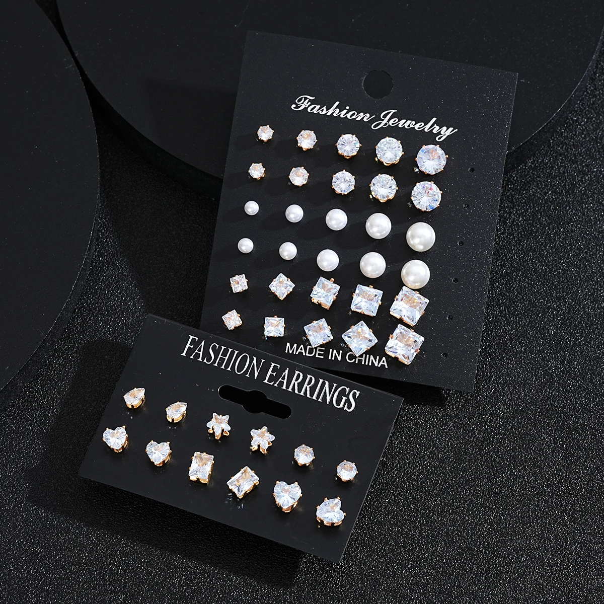 21 Pcs White Shiny Wedding Earrings Set For Women Men Fashion Vintage Crystal Star Heart Design Studs Trendy Jewelry Gifts 2024