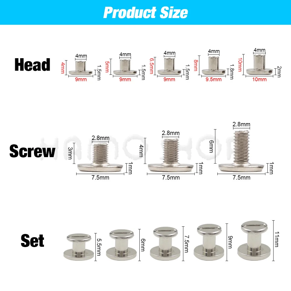 Durable Metal Double Curved Head Rivets for Leather Craft and Accessories