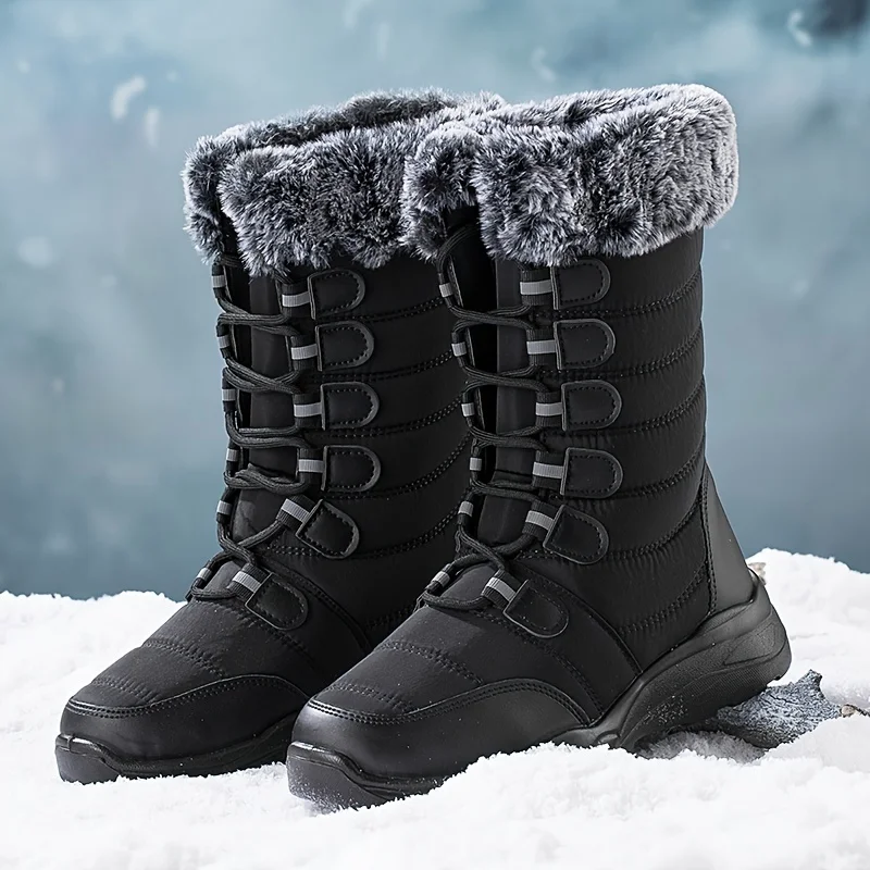 

Women's Thermal Snow Middle Boots Keep Warm Round Toe & Faux Leather Booties Women Footwear