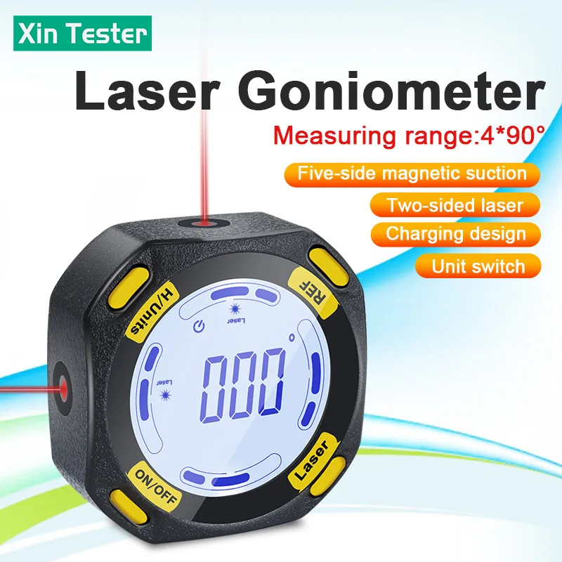 

Xin Tester Portable 360 ° Laser Goniometer Magnetic Attraction New Angle Protractor 4 * 90 ° Liquid Crystal Goniometer Charged