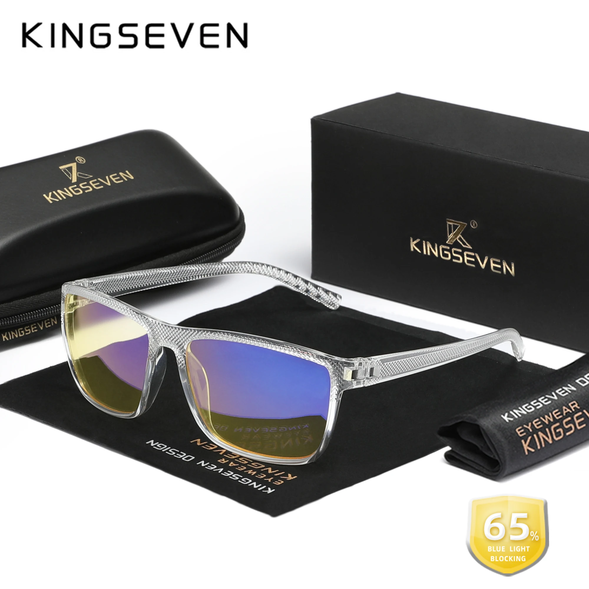 KINGSEVEN New 99% Anti-Blue Ray Glasses Transparent Lens Eyeglasses Men Women Computer Blue Light Blocking Decorative Eyewear 3