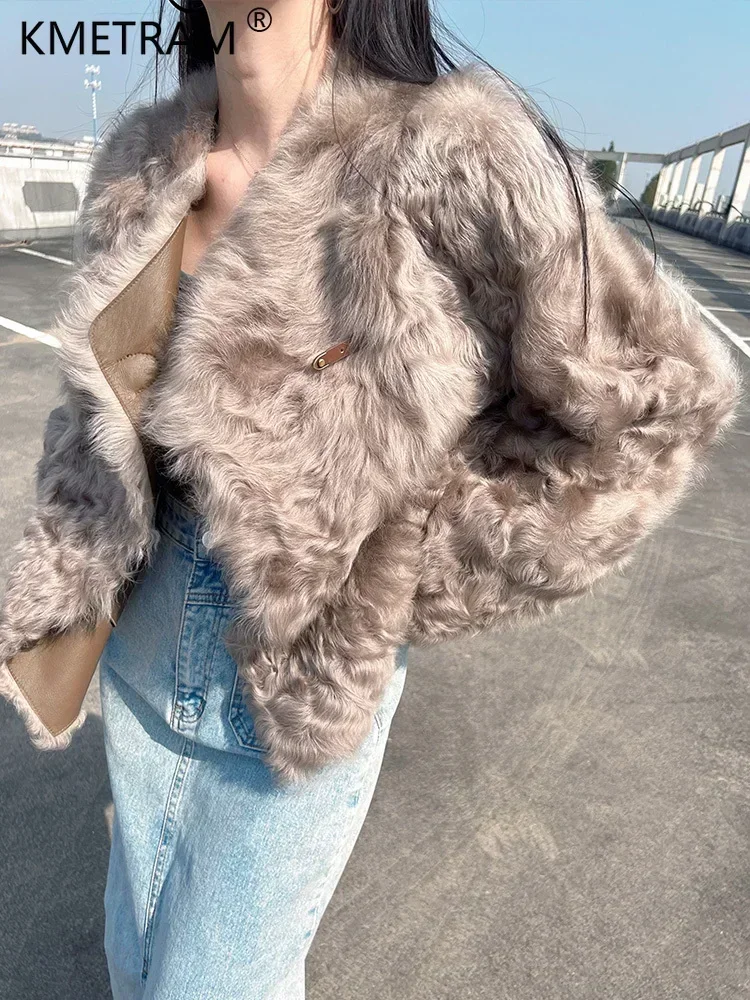Natural Little Lake Sheep Fur Jackets for Women 2024 Real Fur Coat Womens Luxury Winter Fashion Two Sides Wear Leather Jacket