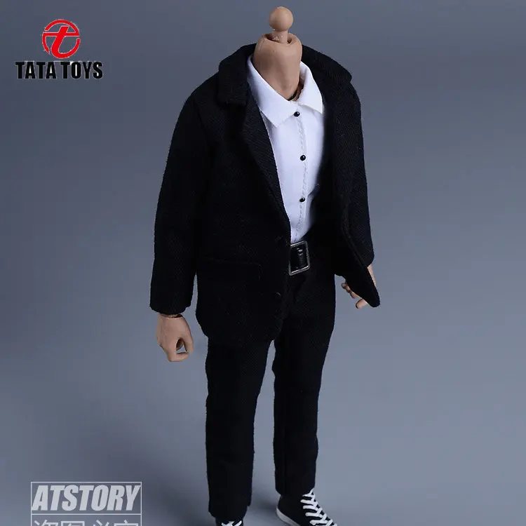 

Масштаб 1/12, Мужская одежда для кукол, черный костюм, подходит для модели экшн-фигуры 6 дюймов