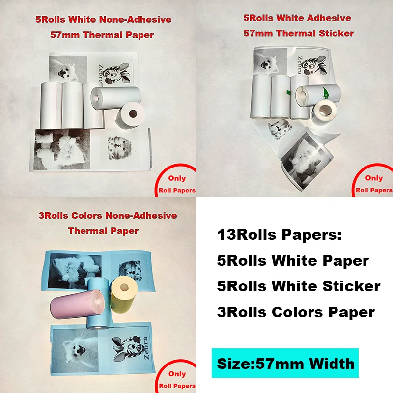 

Peripage Mini Printer Paper Sticker Self-Adhesive Thermal Paper Color Sticky Paper for HD Mini Sticker Photo Printer BPA