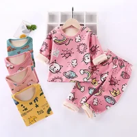 Kids Warmbrassuit Fleece-lined Thickened Autumn Winter Cotton Coat Pants Set Boys Warm Clothes Children's Thermal Underwear