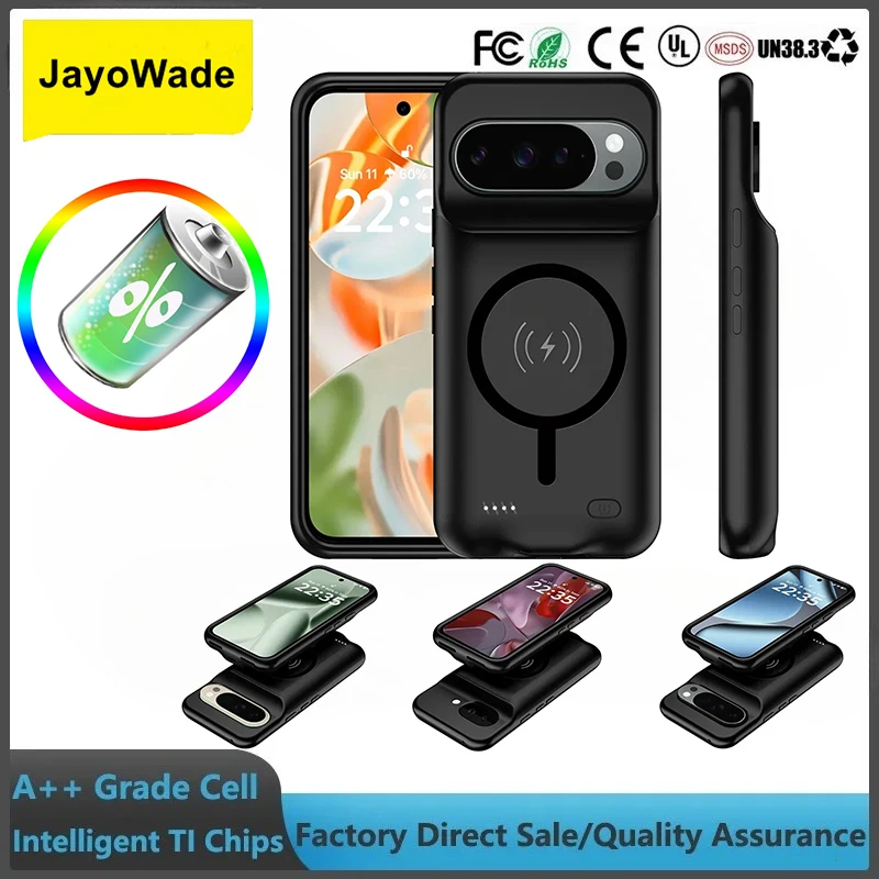 구글 픽셀 6A 7A 8A 9 10 Pro XL 9A용 부드러운 실리콘 무선 배터리 충전 케이스, 마그네틱 보조배터리 충전 커버 6A 7A 8A