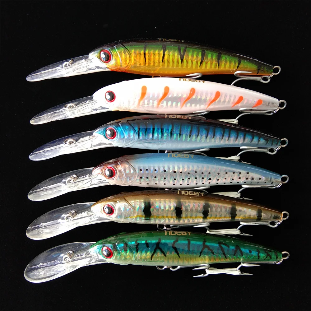 

6pcs 12cm 30g Deep Diving Large Minnow Lure Artificial Wobbler Hard Bait Crankbait Sea Bass Pike Perch Fishing Tackle