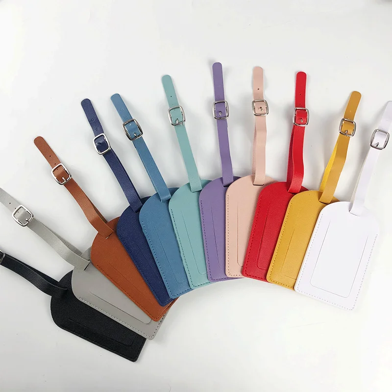 PU Luggage Tag Light Soft Travel Accessories Travel Color Airplane Luggage Tag Boarding Pass Suitcase Pu Leather luggage tag