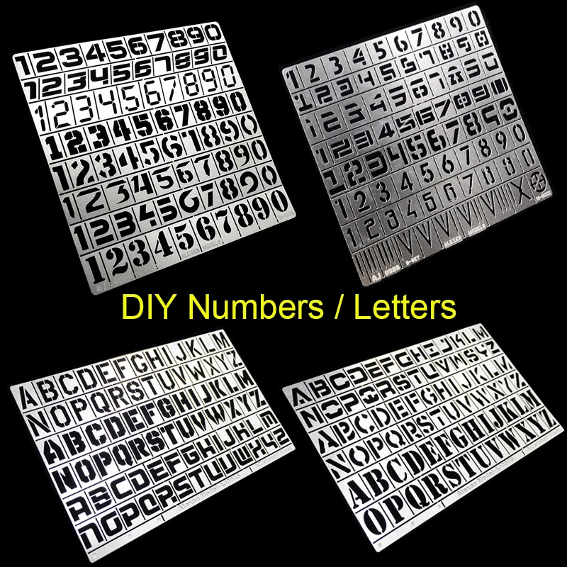Military Tank / Vehicle Model DIY Letters / Numbers Hollow Spray PlateTool Stencils Template 1/32 1/35