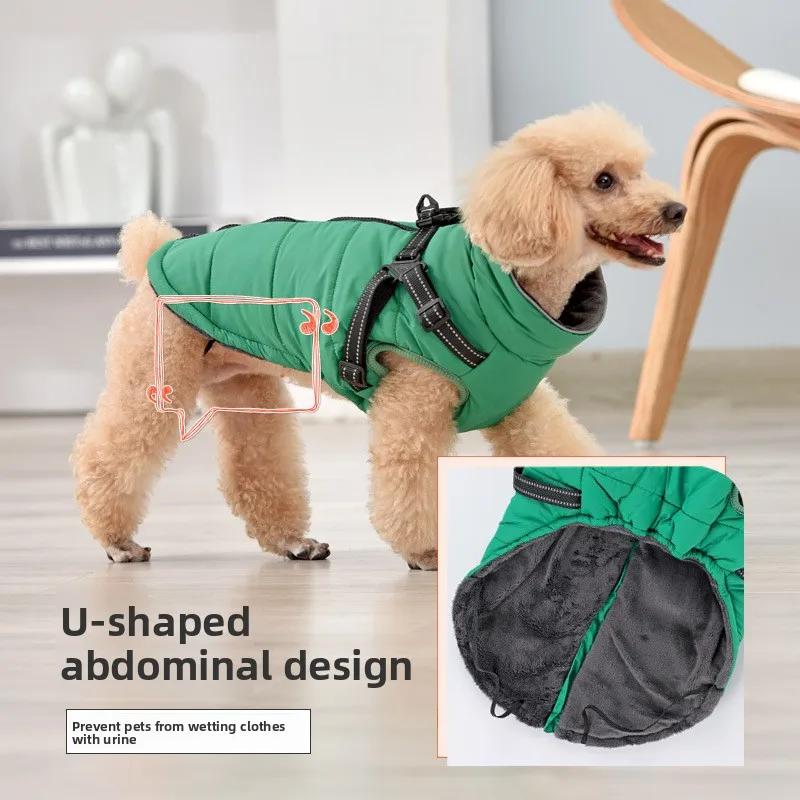 Autumn and Winter Pet Cotton Clothing Warm and Windproof with Reflective Features for Small and Medium-sized Dog