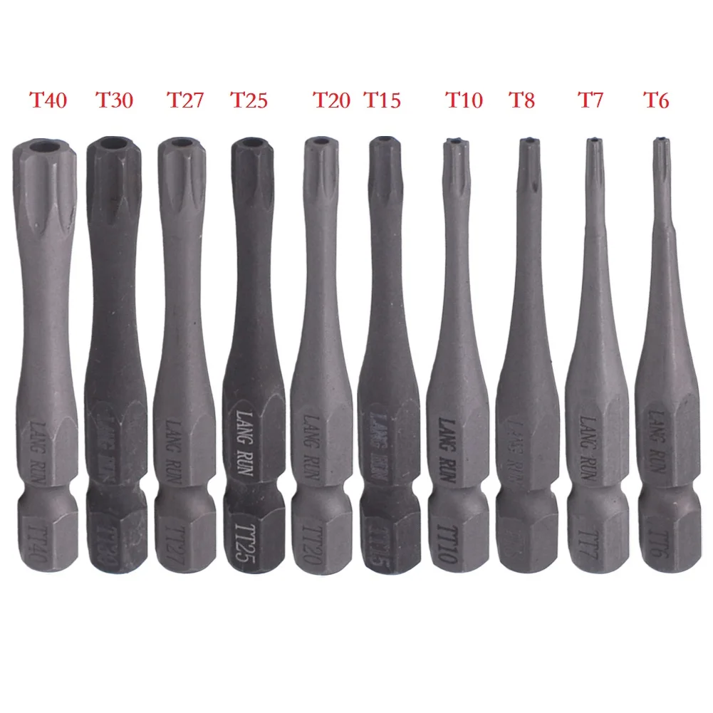 

10 шт., насадки для отвертки Т6 T10 T15 T20 T30 T40 50 мм