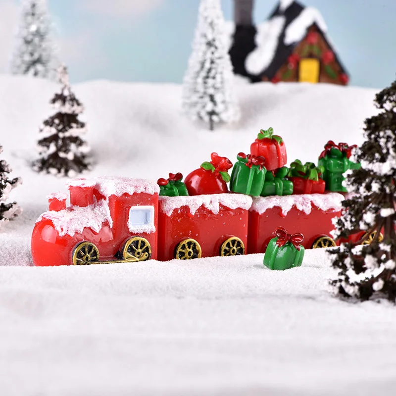 Christmas Deer Santa Claus Sled Tree Snowman Figurine Doll House Home Decor Miniature Garden Decoration Accessories Modern