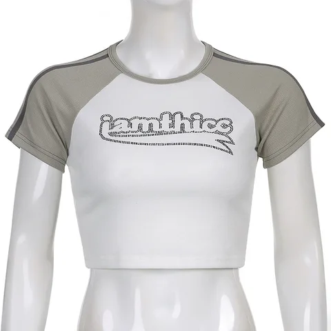 Y2K Women T-shirt Casual Long Sleeve Crop Tops Basic Female Clothing High Street Plain Shirts clothes top shirt core vegan