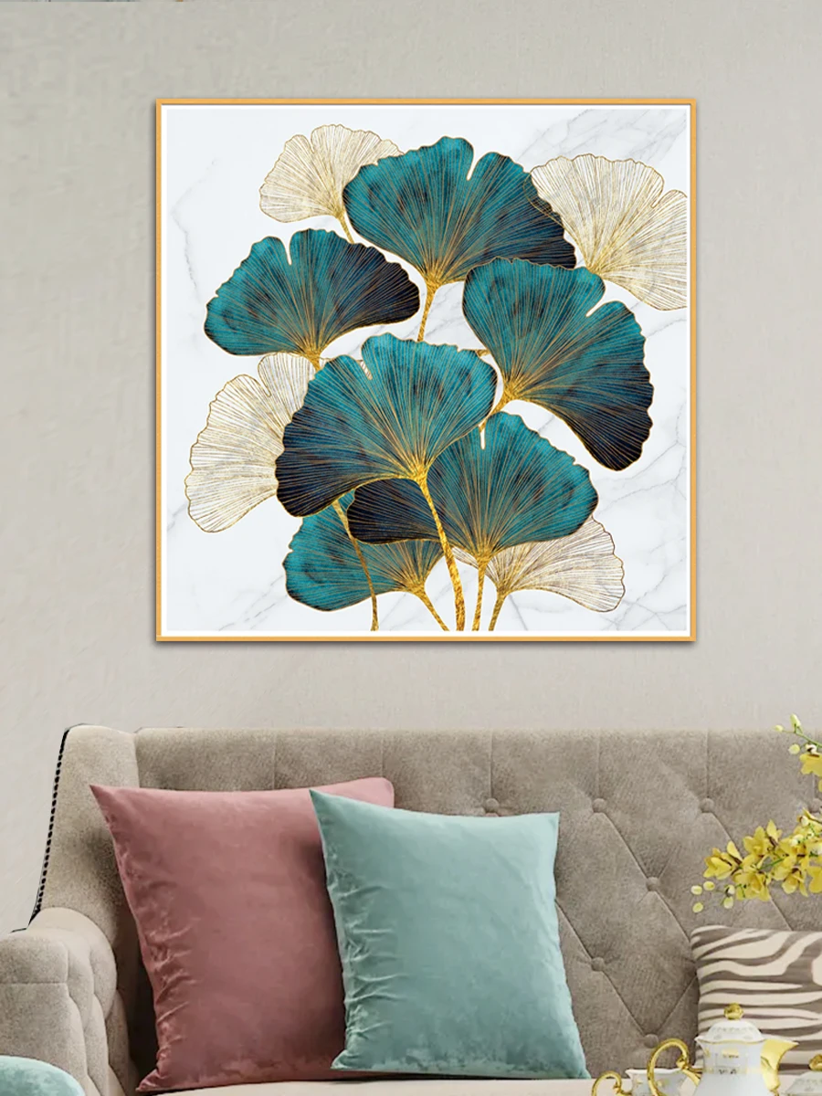 Ginkgo Leaf Cross Stitch Living Room Fashionable DIY Embroidery Kits 11CT 9CT Printed Needlework Material Cotton Thread Set cross stitch kit