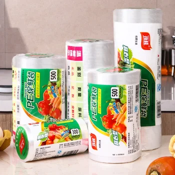 Sacs de conservation des aliments frais, sacs enroulables de supermarché à déchirer, sacs en plastique à main de cuisine pour garder la fraîcheur 1