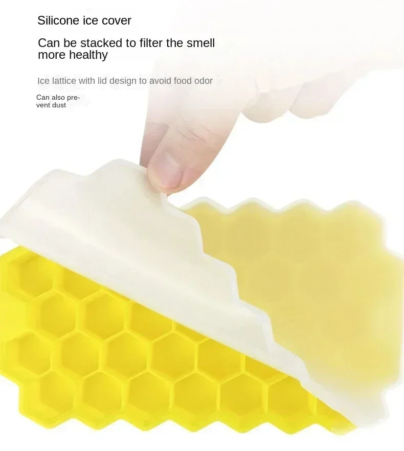 Description Picture 6 of item37-grid Silicone Ice Cube Mold with Cover Cellular Mesh Stackable DIY Ice Mold Reusable Food Grade Kitchen Utensils