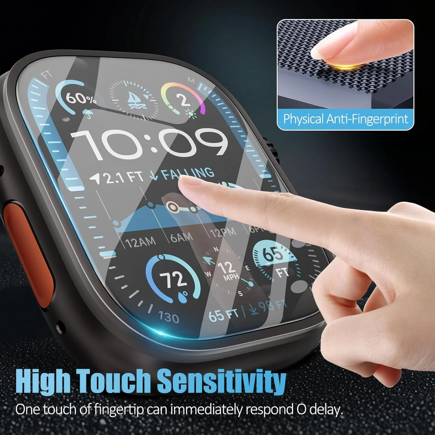 애플 워치 울트라 2 3 49mm 방수 자동 정렬 설치 강화유리 풀 필름 iWatch 울트라 3용 스크린 보호필름