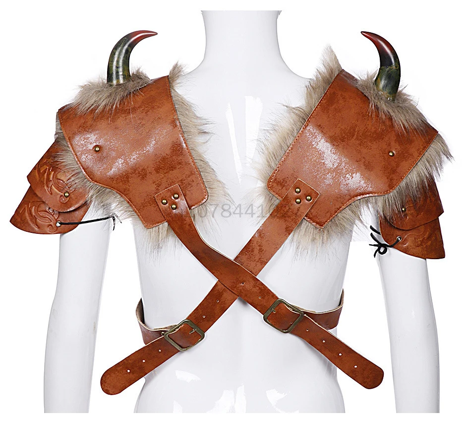 Medieval Pirate Shoulder Armor PU Leather Warrior Armour Halloween Costume Accessories