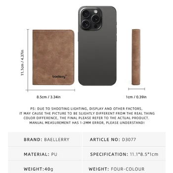 Baellerry Wallet for Men PU Leather Front Pocket Minimalist Money Clip Travel Essentials 5