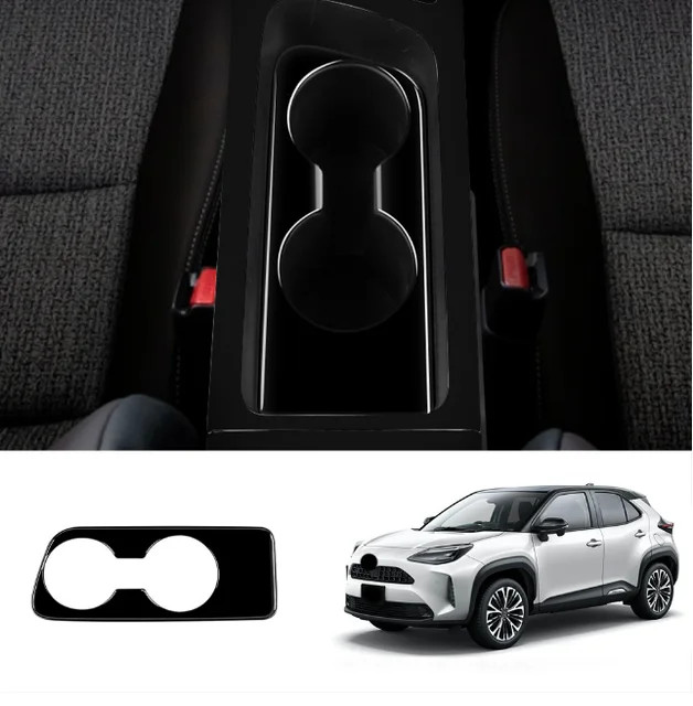 Carbon Fiber Center Console Water Cup Holder Decoration Cover Trim