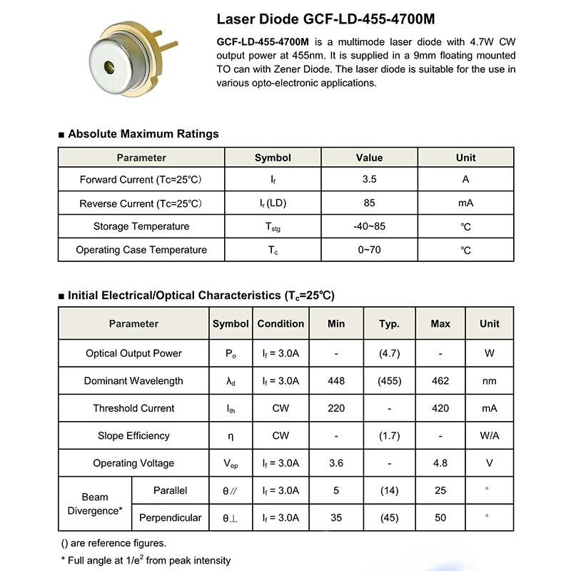 NUBM08 Platte Cap 450nm 5W Laser Diode Nichia Enkele Buis Ld Bewegen Collimator Lens Met Flat Window Pakket