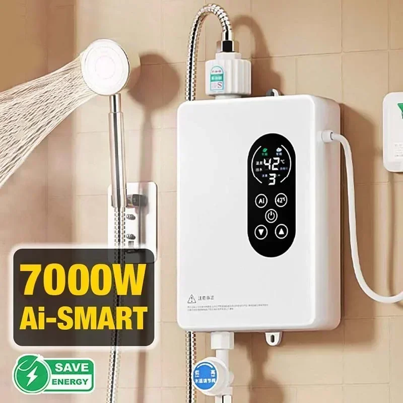 5500/7000W เครื่องทําน้ําอุ่นใหม่สมาร์ทไฟฟ้า Tankless เครื่องทําน้ําอุ่นทันทีเทอร์โมสําหรับห้องน้ําห้องครัว 1