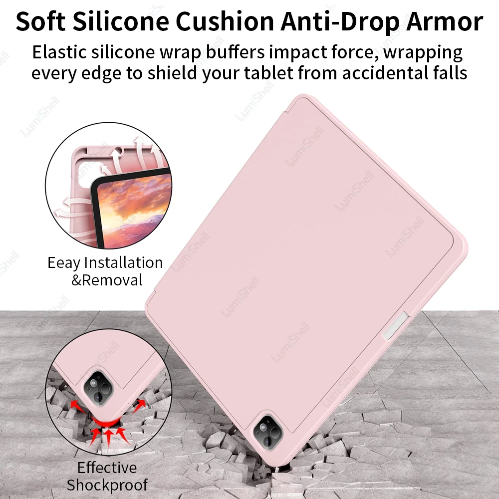Versatile Tablet Case with Pencil Holder and Soft TPU Back