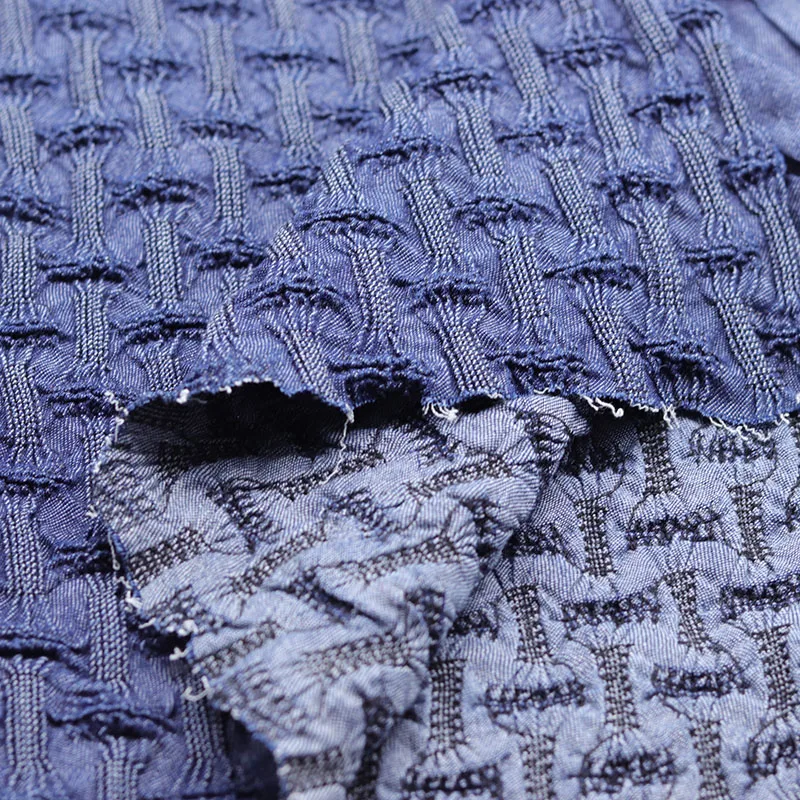 Spring and Summer Medium Thick Section Washed Embroidered Pleated Denim Fabric Clothing Handmade Diy Clothes Soft