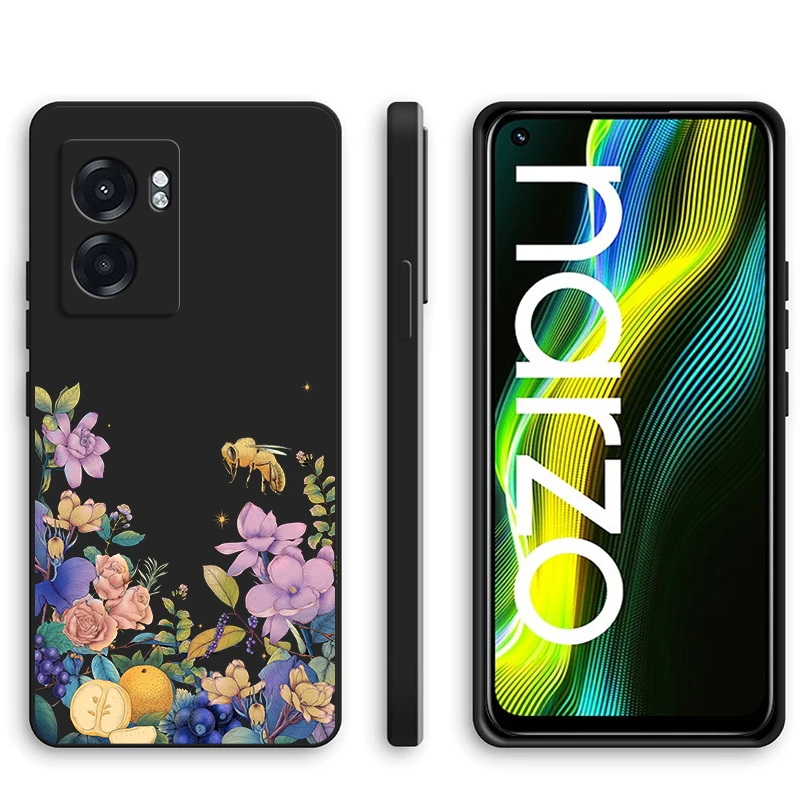 Jzon Per Realme Narzo 50 5G Custodia Per Telefono Flower Style Soft Cover Posteriore Custodia Protettiva Antiurto