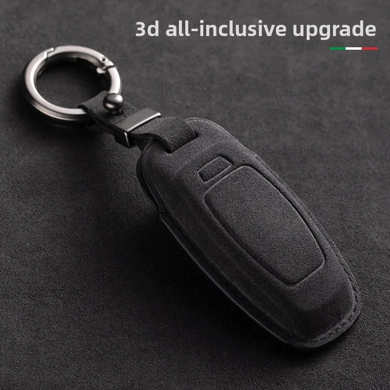 Premium Leather Suede Key Cover for Car Flip Keys - Stylish Auto Accessories Key Holder