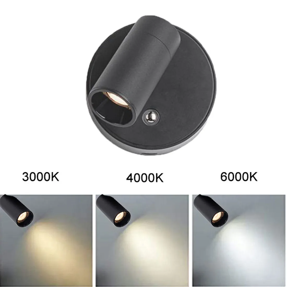 마그네틱 베이스 USB 충전식 LED 무선 벽 조명 터치 스위치 블랙 화이트 자석 독서용 디밍이 가능한 침대 옆 램프