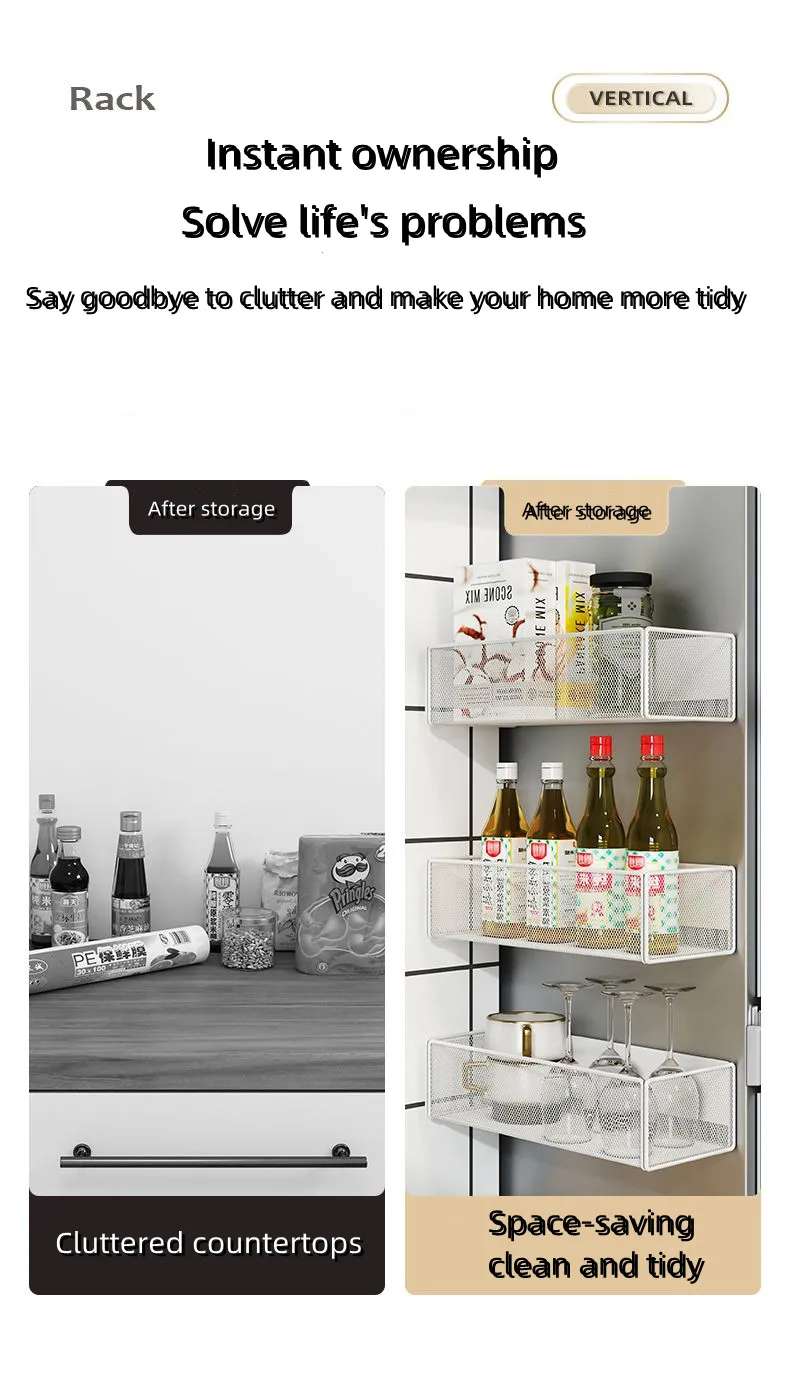 Description Picture 4 of itemHome Refrigerator Shelf Side Storage Magnetic Artifact Side Side Hanging Basket Basket Box Supplies Household Summary Holder