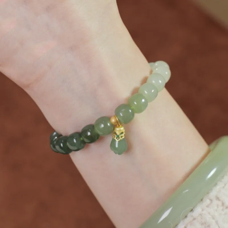 Natürliche Hetian Jade Perle Armband Mode Temperament weibliche Perle Einzels chleife kleine frische Armband Geldbörse Anhänger weiblich bevorzugen – Detail 8