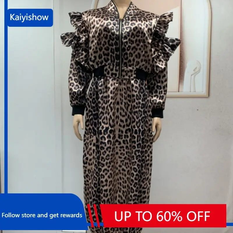 

African Party Leopard Print Dresses for Women 2023 New Fashion Dashiki Ankara Evening Gown Turkey Outfit Robe Africa Clothing