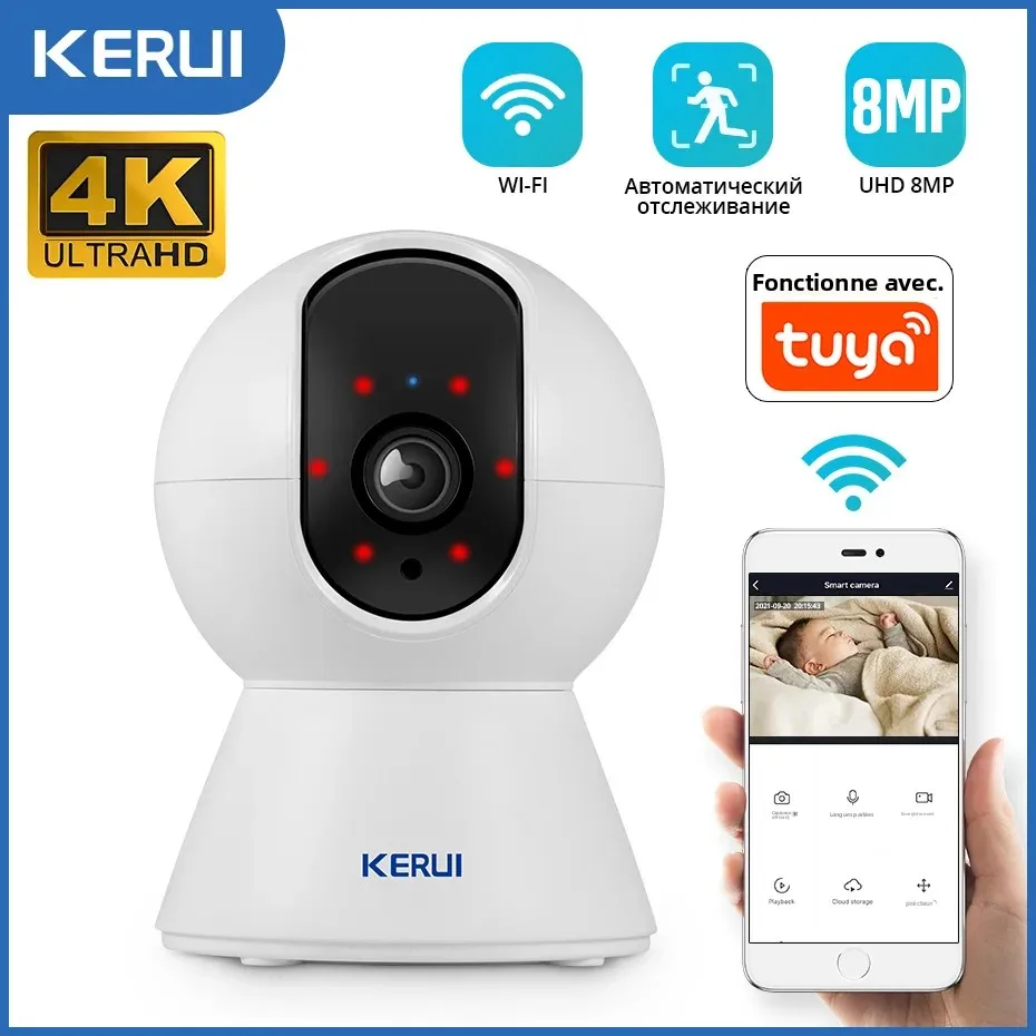Caméra IP WiFi miniature KERUI 5MP 8MP 4K HD, caméra de sécurité intérieure sans fil, surveillance domestique CCTV avec suivi automatique intelligent Tuya 1 Caméra IP WiFi miniature KERUI 5MP 8MP 4K HD, caméra de sécurité intérieure sans fil, surveillance domestique CCTV avec suivi automatique intelligent Tuya 1