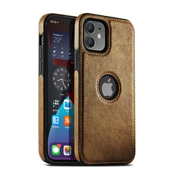 Luxury Black PU Leather Cell Phone Case - High-Quality Business Cover - iPhone 12 Mini (Dark Brown)