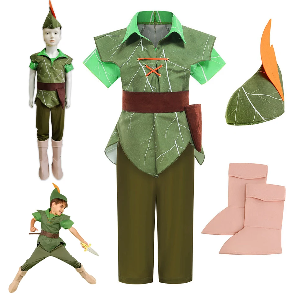 

Disney Halloween Party Cosplay Peter Pan Costume Child Kids Girl Cartoon Movie Costume Baby Boys Tinker Bell Costume 3-11Y