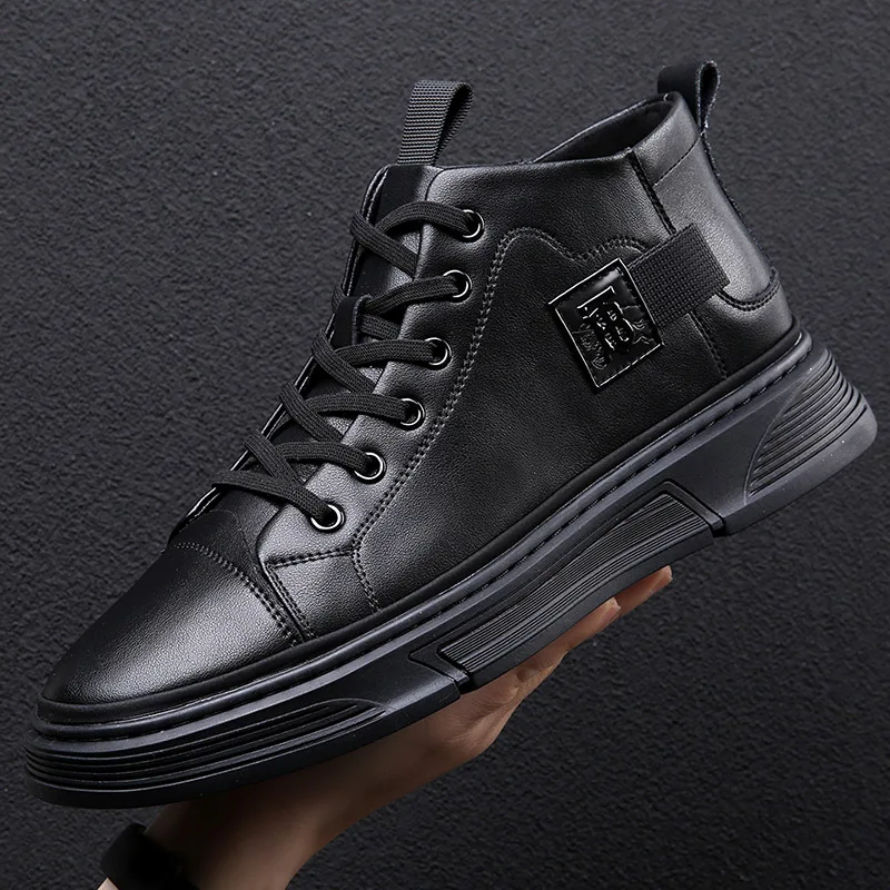 

Fashion Trend Men's Shoes 2023 Spring Newest Men Casual Shoes High-top Leather Shoes Flat Man Sneakers High-quality Trendy Boots