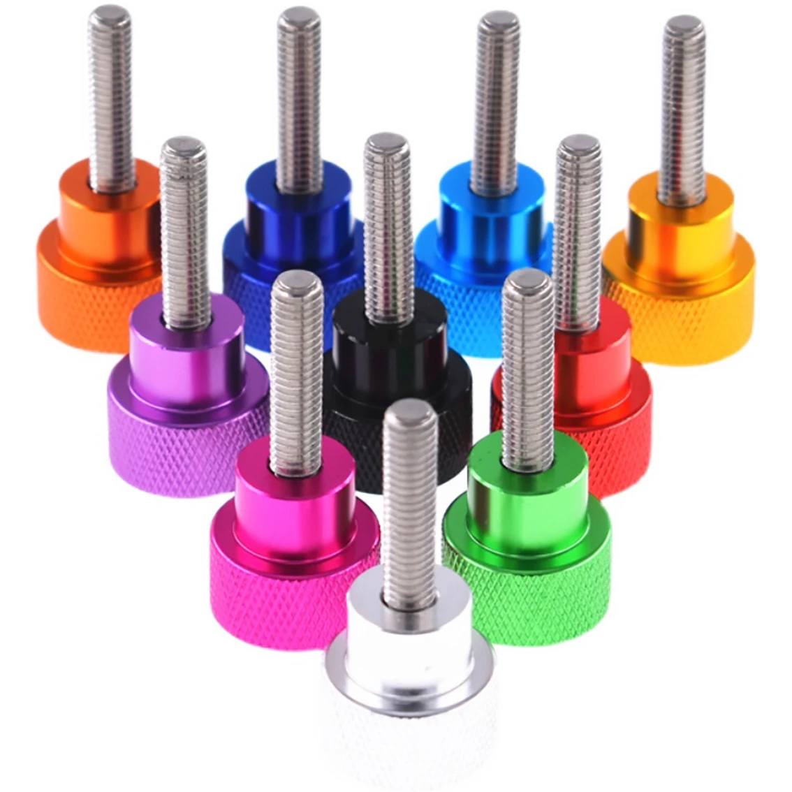 1Pcs UNC 1/4-20 Head Dia 14mm Colourful Thumb Screw Aluminum Alloy+Stainless Steel Flat Head Knurled Hand Grip Knob Step Bolts