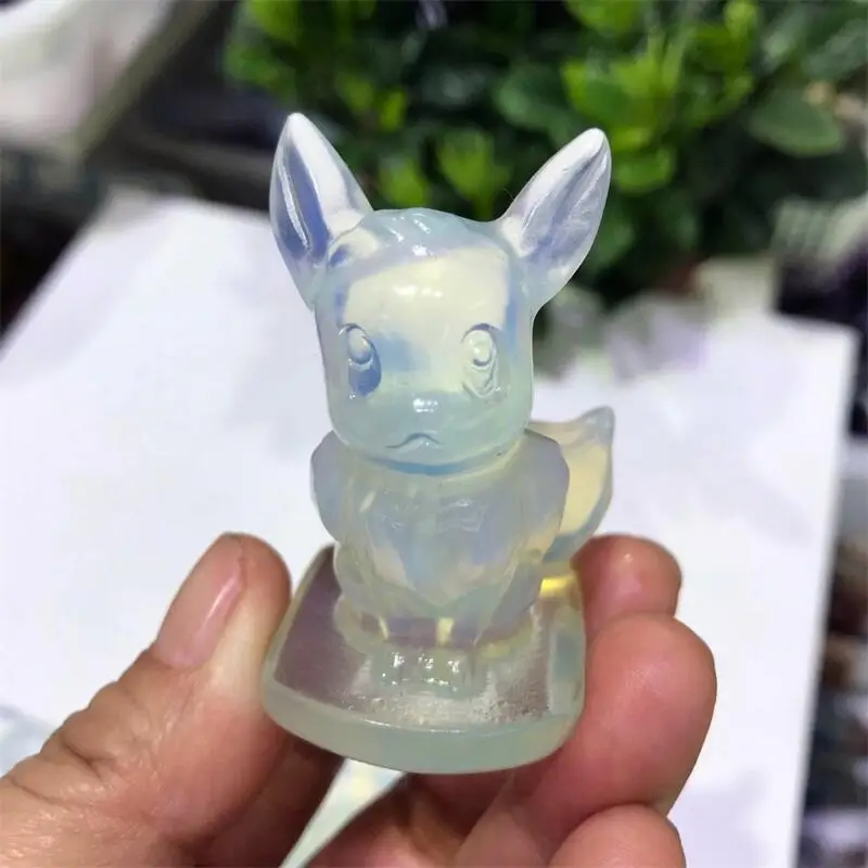 

High Quality White Oaplite Cartoon Statue Carved Polished Crystal Quartz Healing Gemstone Crafts For Home DIY Decoration