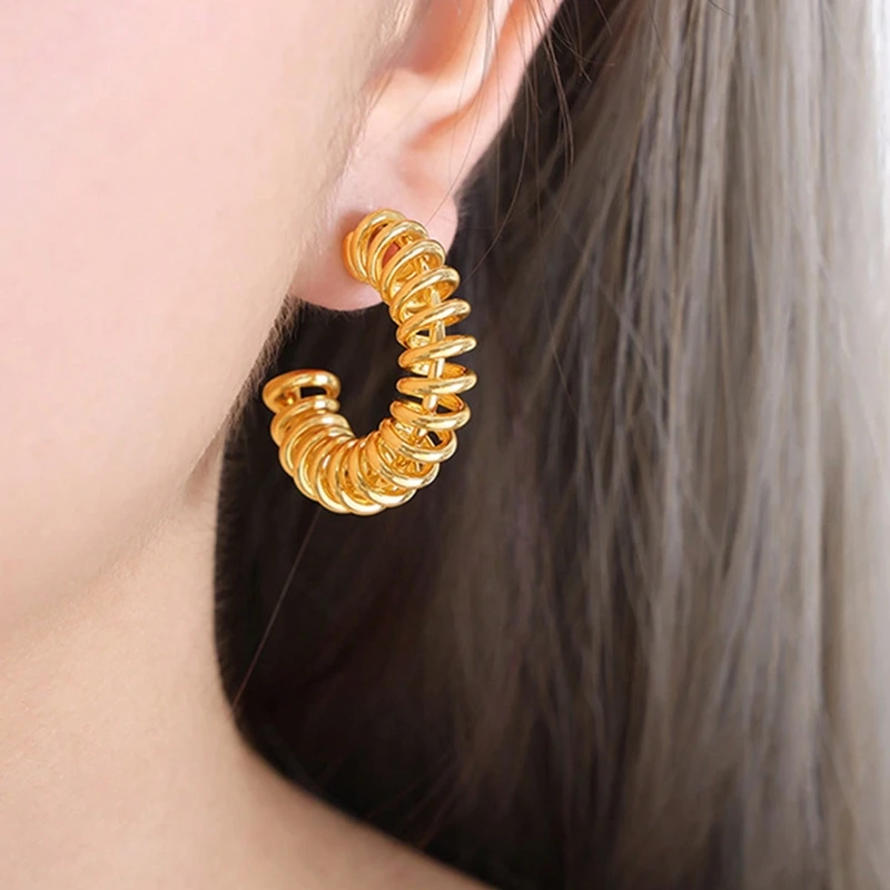 CARLIDANA Exquisite Stainless Steel Victorian Earrings Spike Creole Hoops Gypsy Vintage Gift Big Hoop Designs Women Present 4