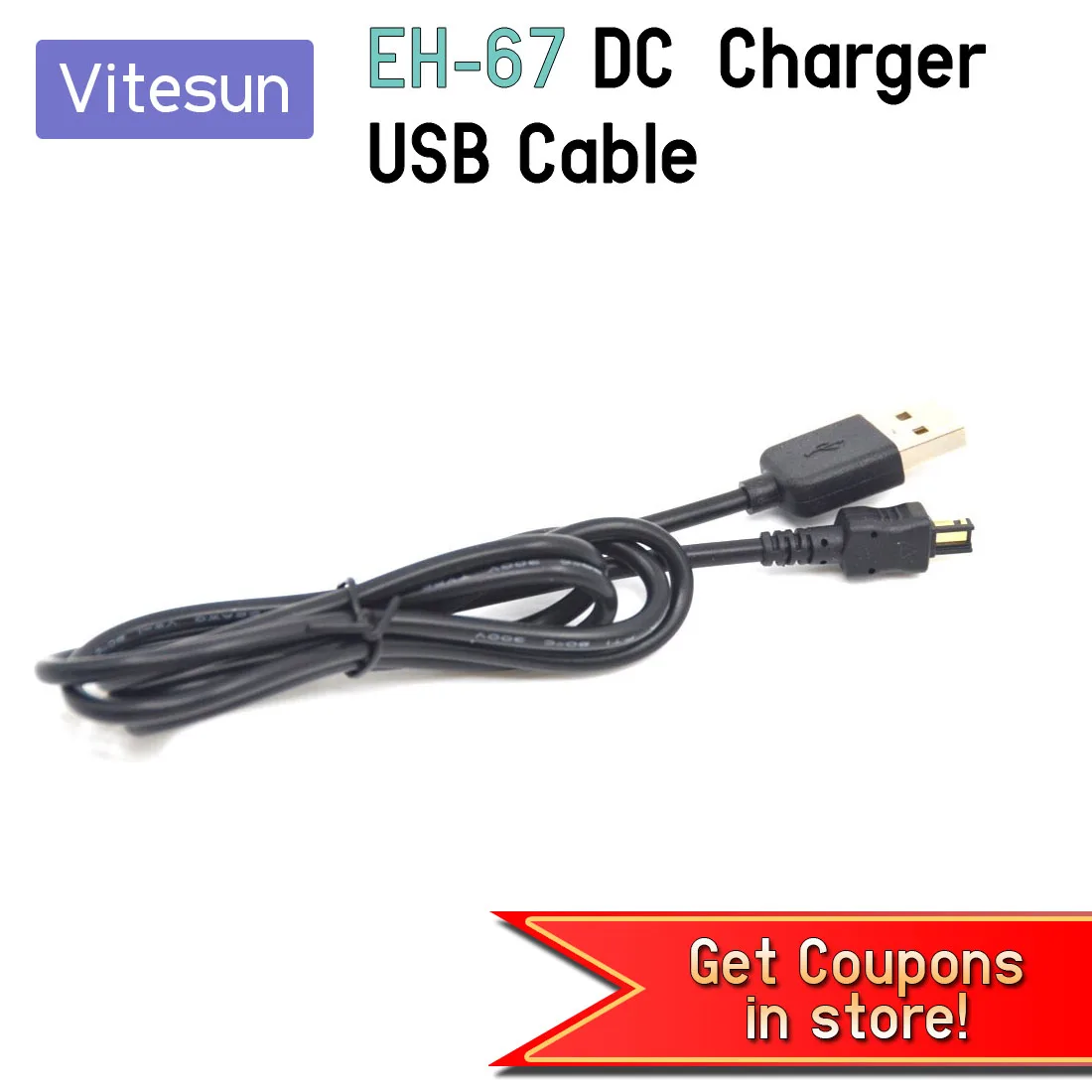 Vitesun EH67 USB Cable EH67 Charger DC Cable for Nikon Coolpix L100 L105 L110 L120 L310 L320
