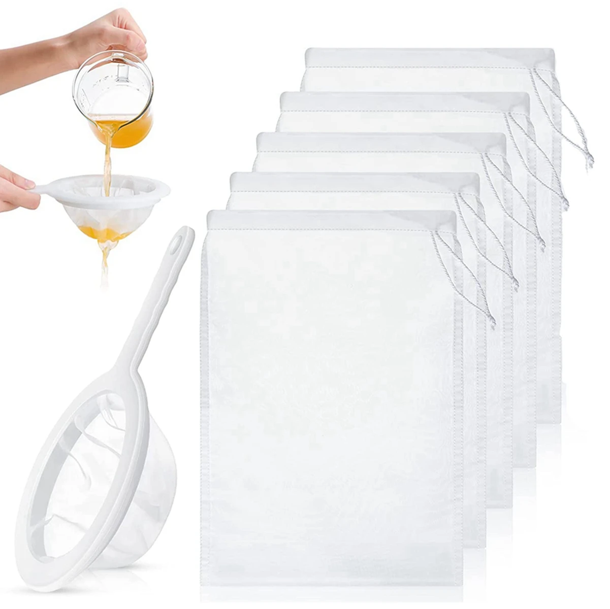 Strain Yogurt Coffee Filter Nylon Strainers Nut Milk Bag Nylon Food