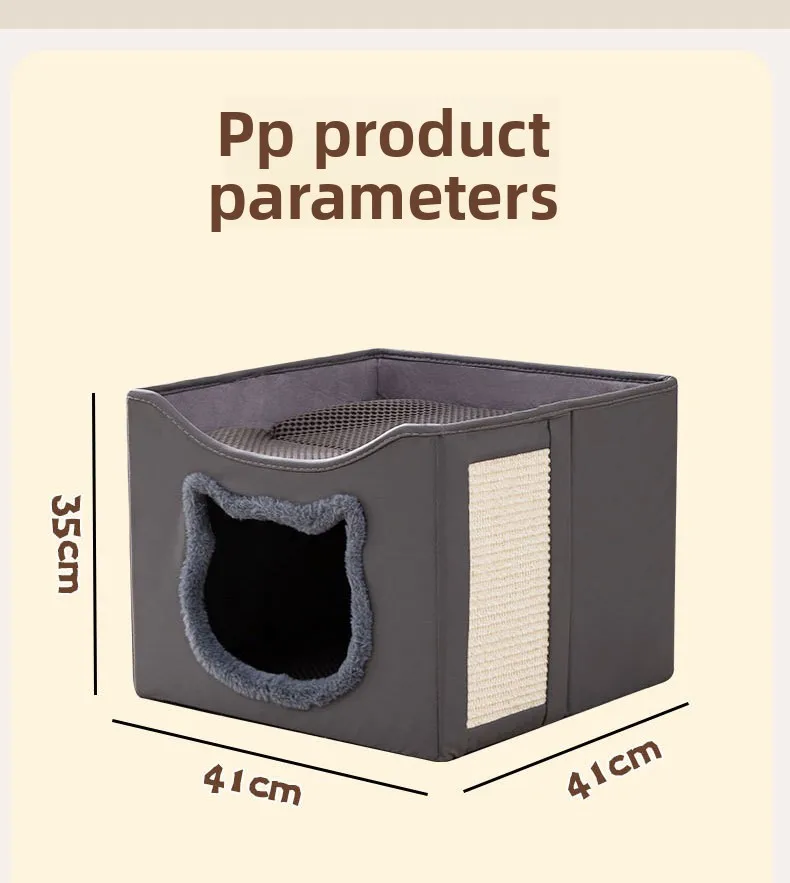 New Pet Double-layer Cat Bed Indoor Foldable and Scratch Resistant Technology Fabric Washable and Breathable Material