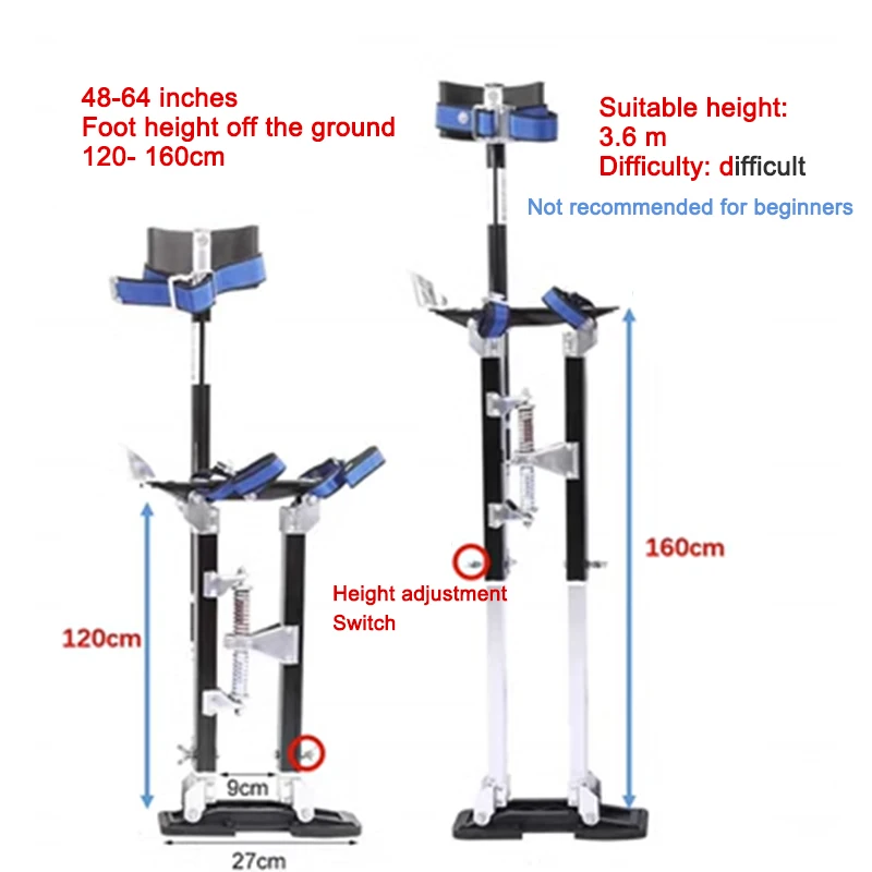 

120-160CM Adjustable Walking Ladder Aluminum Alloy Horse Stool Folding Stilt Platform Bracket Multifunctional Construction Tools