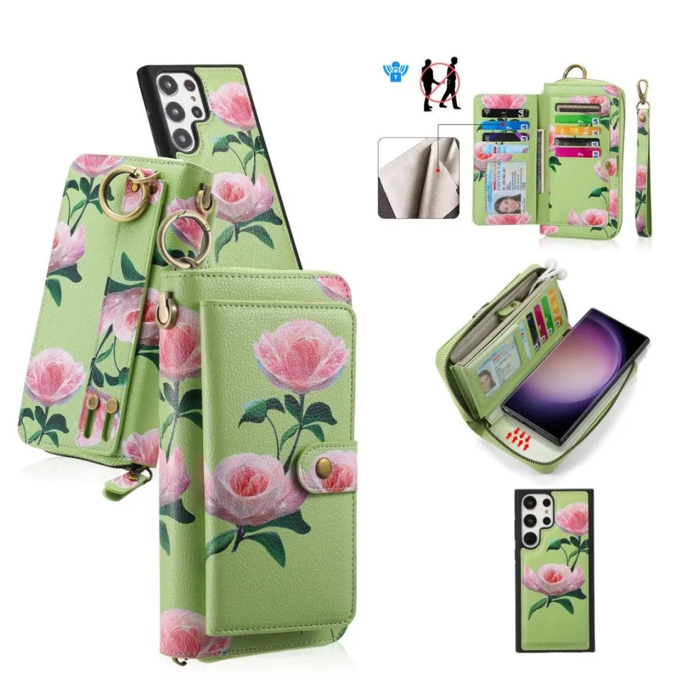 

Чехол-кошелек на молнии для Samsung Galaxy S23 Ultra S22 Plus Note 20