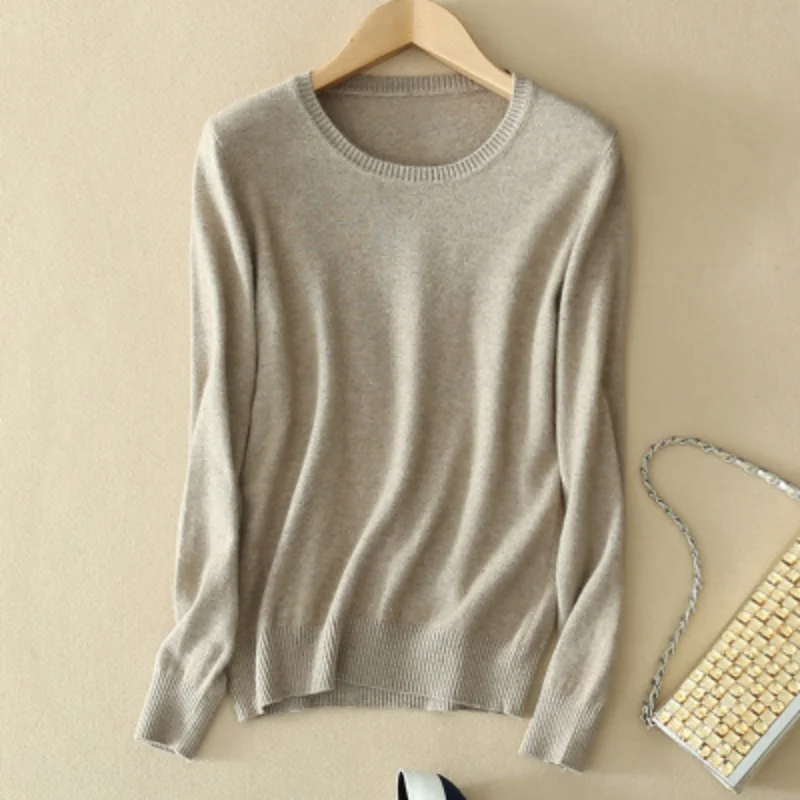 Men's Round Neck Cashmere Solid Color Pullover Casual Autumn/Winter Sweater At Men's Clothing Store