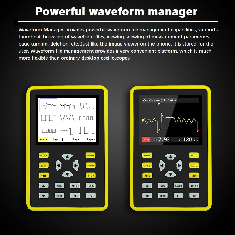 5012H Digital Oscilloscope 100MHz Bandwidth 1GSa/s Portable Handheld Oscilloscop