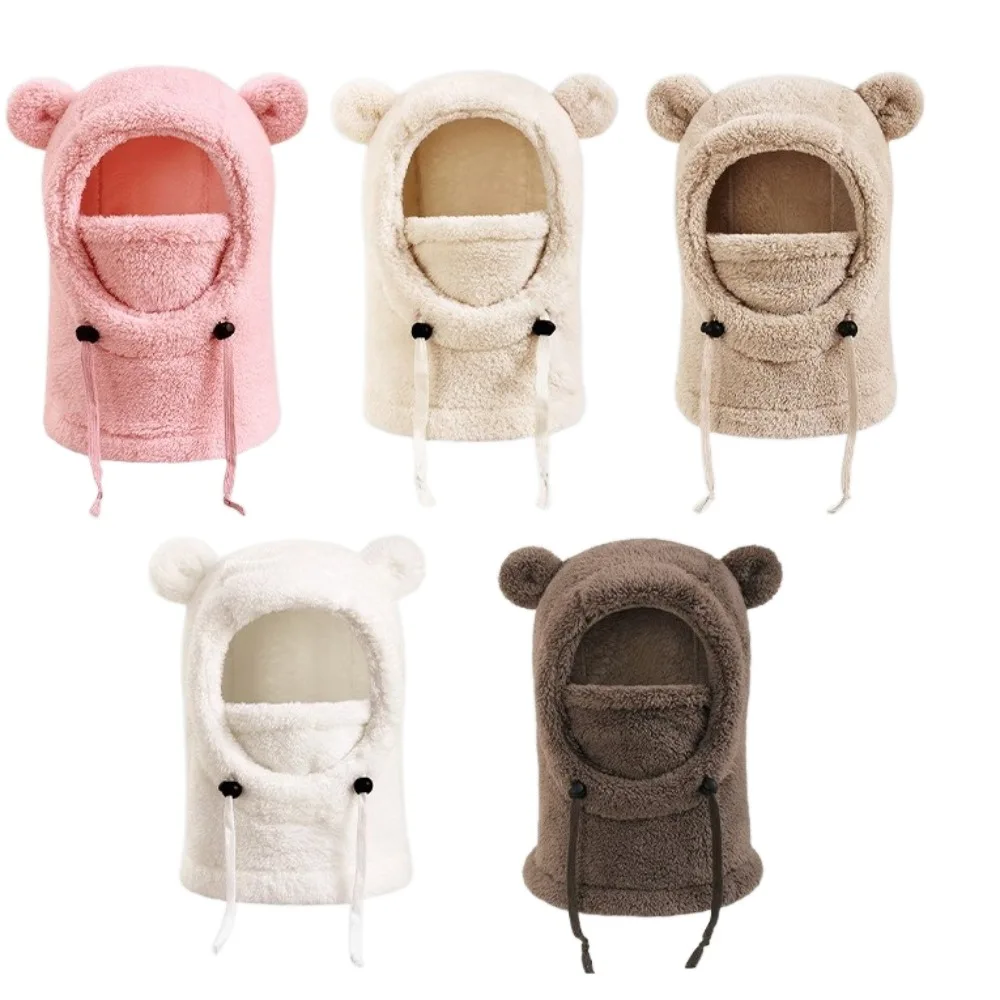 Fashion 3 in 1 Winter Helmet Hat Soft Mask Scarf Balaclava Hat Thickened Neck Protection Cartoon Animal Beanie Hat Outdoor