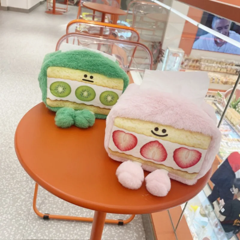 Strawberry Dessert  Tissue Box Sweet Color Pink Durable Home Car Hotel Sofa Paper Tissue Holder Napkin Case Pouch Girl's Gift 2
